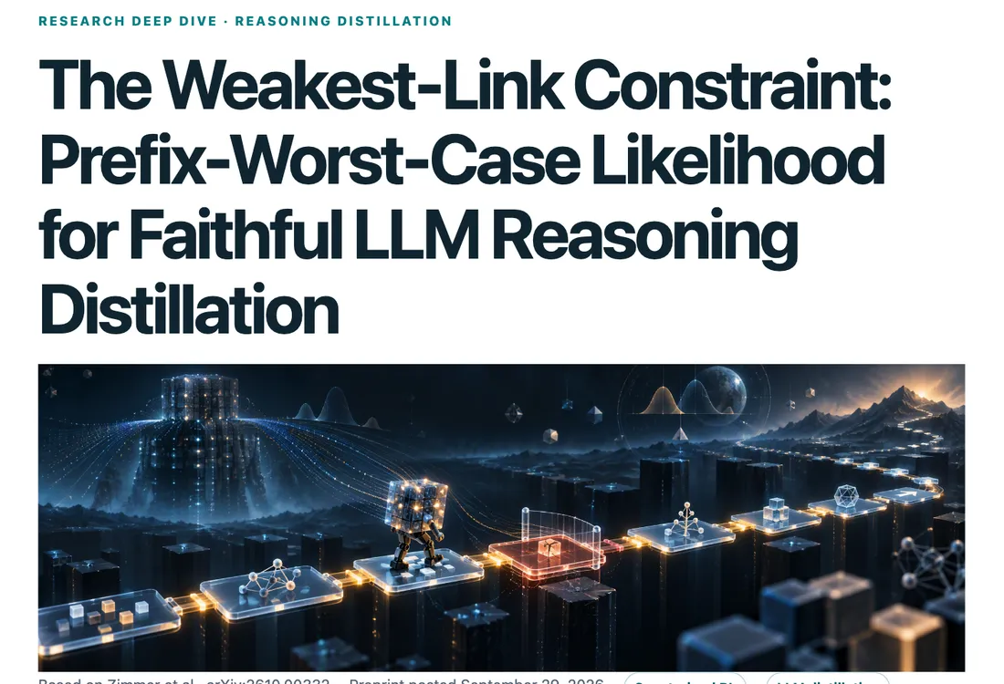 AI Blog post of 14 October 2026 about faithful LLM reasoning distillation, with a generated banner