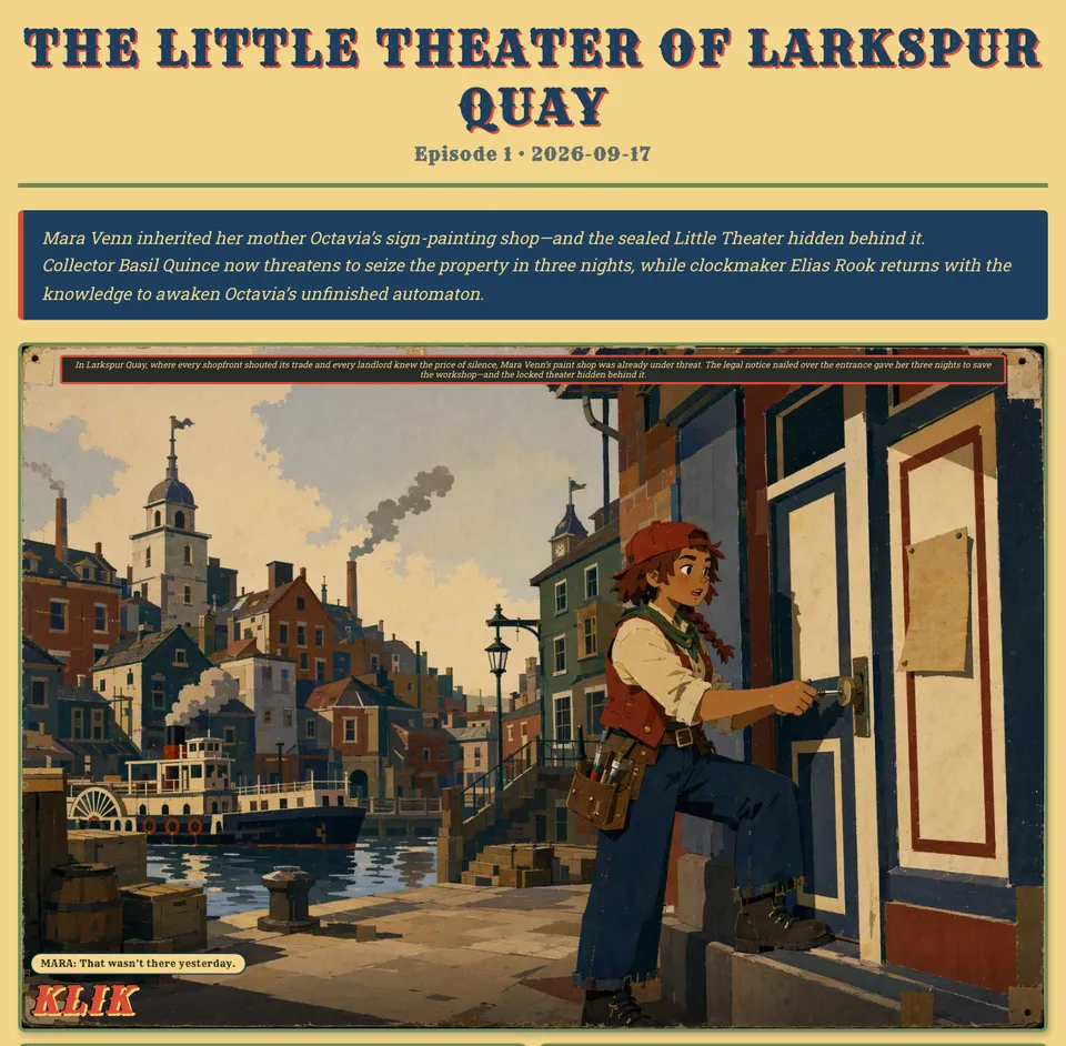 The Little Theater of Larkspur Quay: a storybook harbour town and a shop door