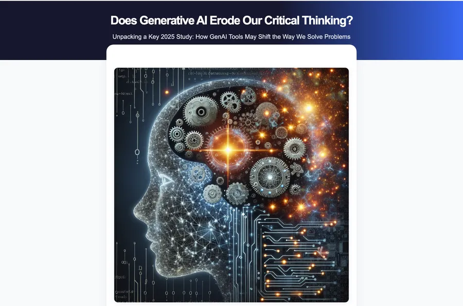 The first AI Blog post: Does Generative AI Erode Our Critical Thinking?