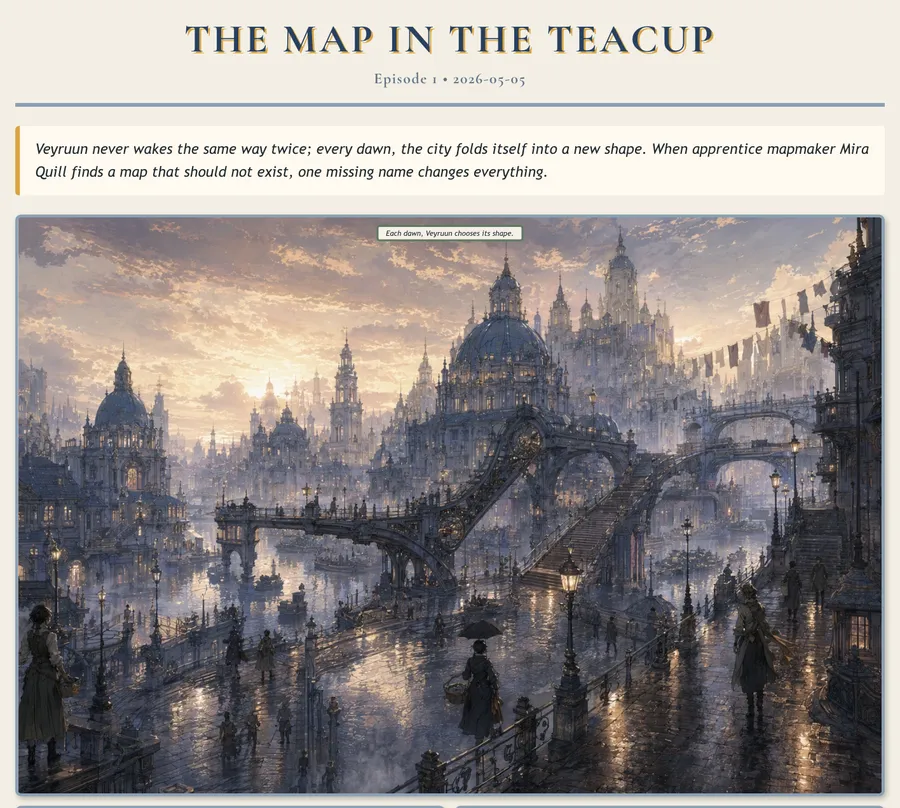 The first ComicBook arc, The Map in the Teacup: a painterly city of towers