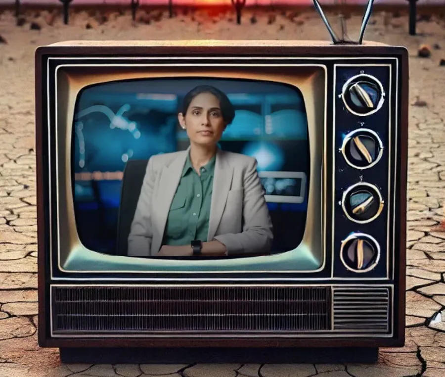 GenBox today: an AI-generated anchor reads the decision on the same TV